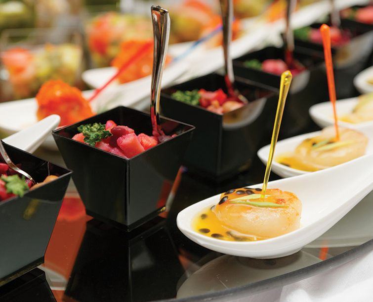 Plated canapés for a wedding reception